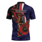 Melbourne Demons ANZAC Personalised Zipper Polo Shirt Lest We Forget Poppy Camo