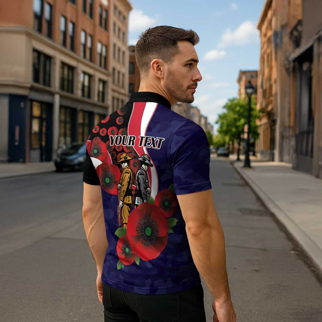 Melbourne Demons ANZAC Personalised Zipper Polo Shirt Lest We Forget Poppy Camo