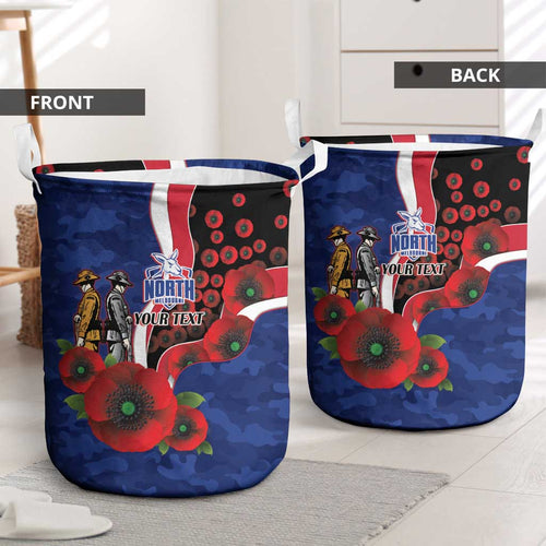 North Kangaroos ANZAC Personalised Laundry Basket Lest We Forget Poppy Camo