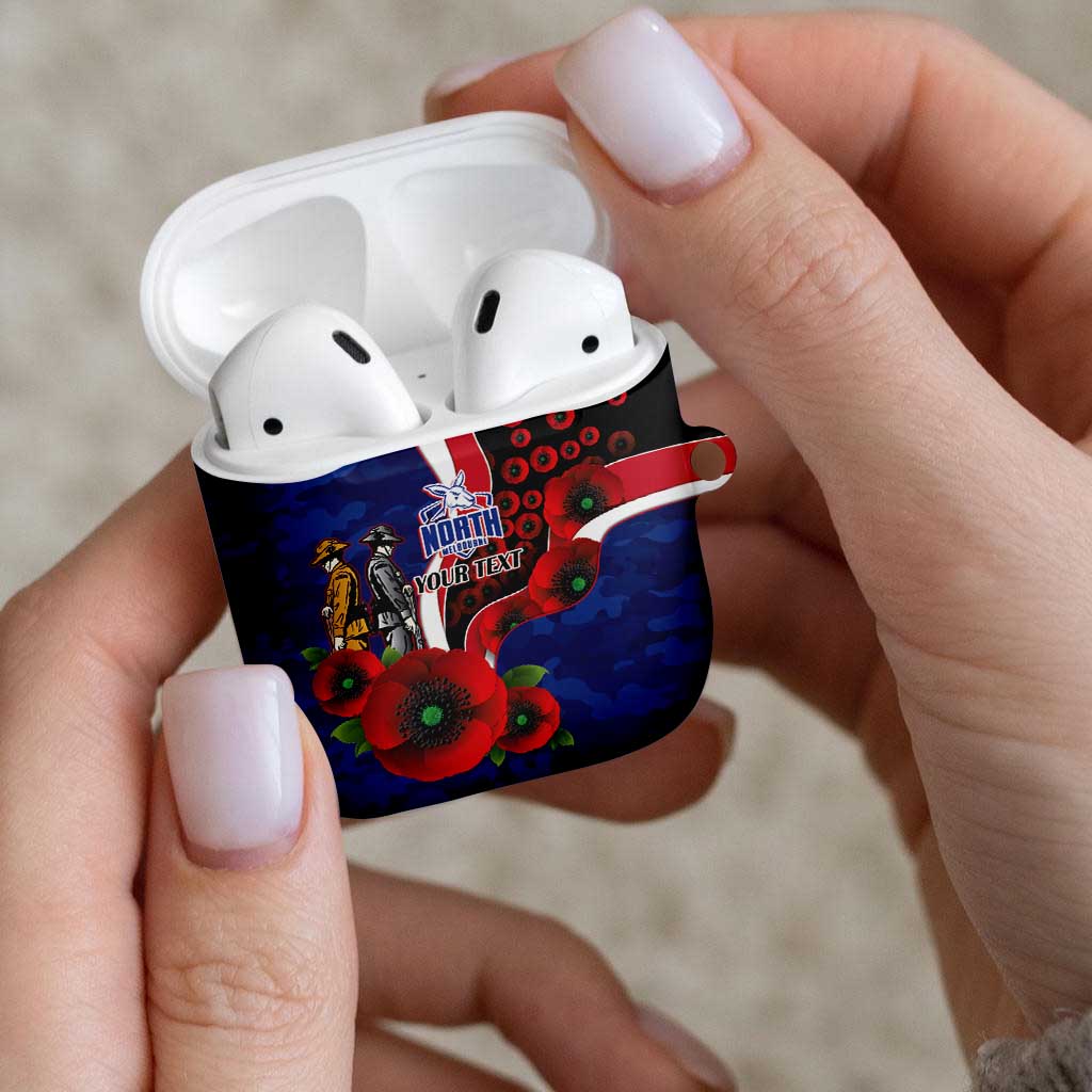 North Kangaroos ANZAC Personalised AirPods Case Lest We Forget Poppy Camo