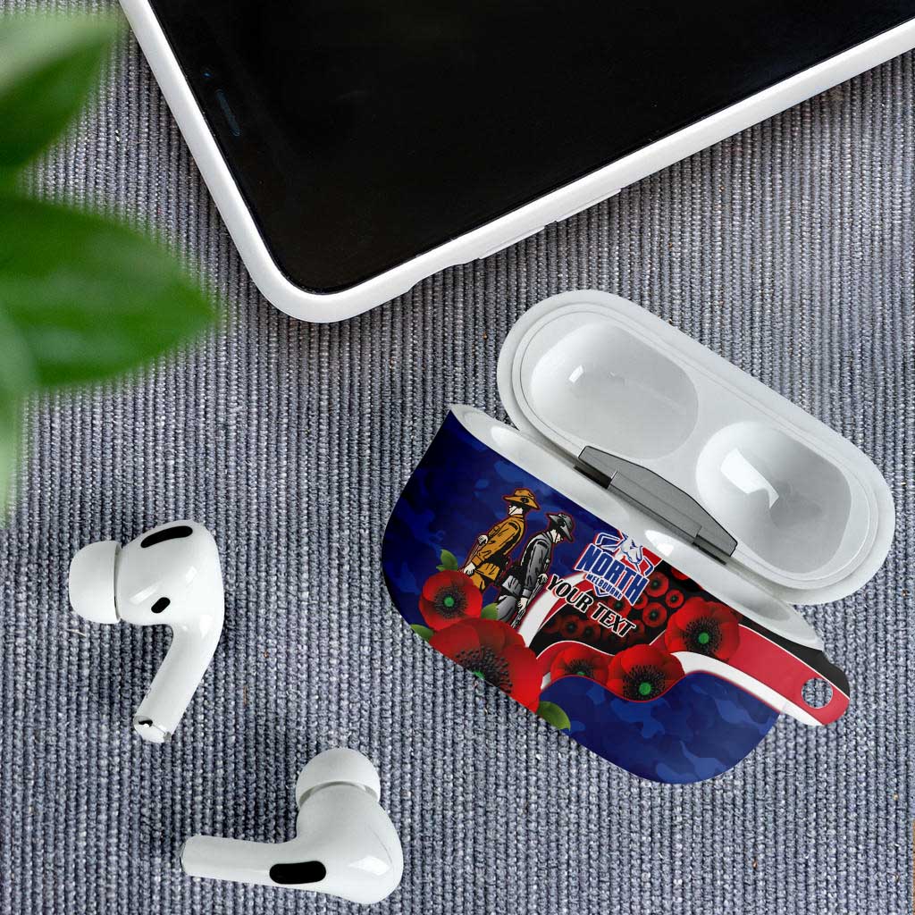 North Kangaroos ANZAC Personalised AirPods Case Lest We Forget Poppy Camo