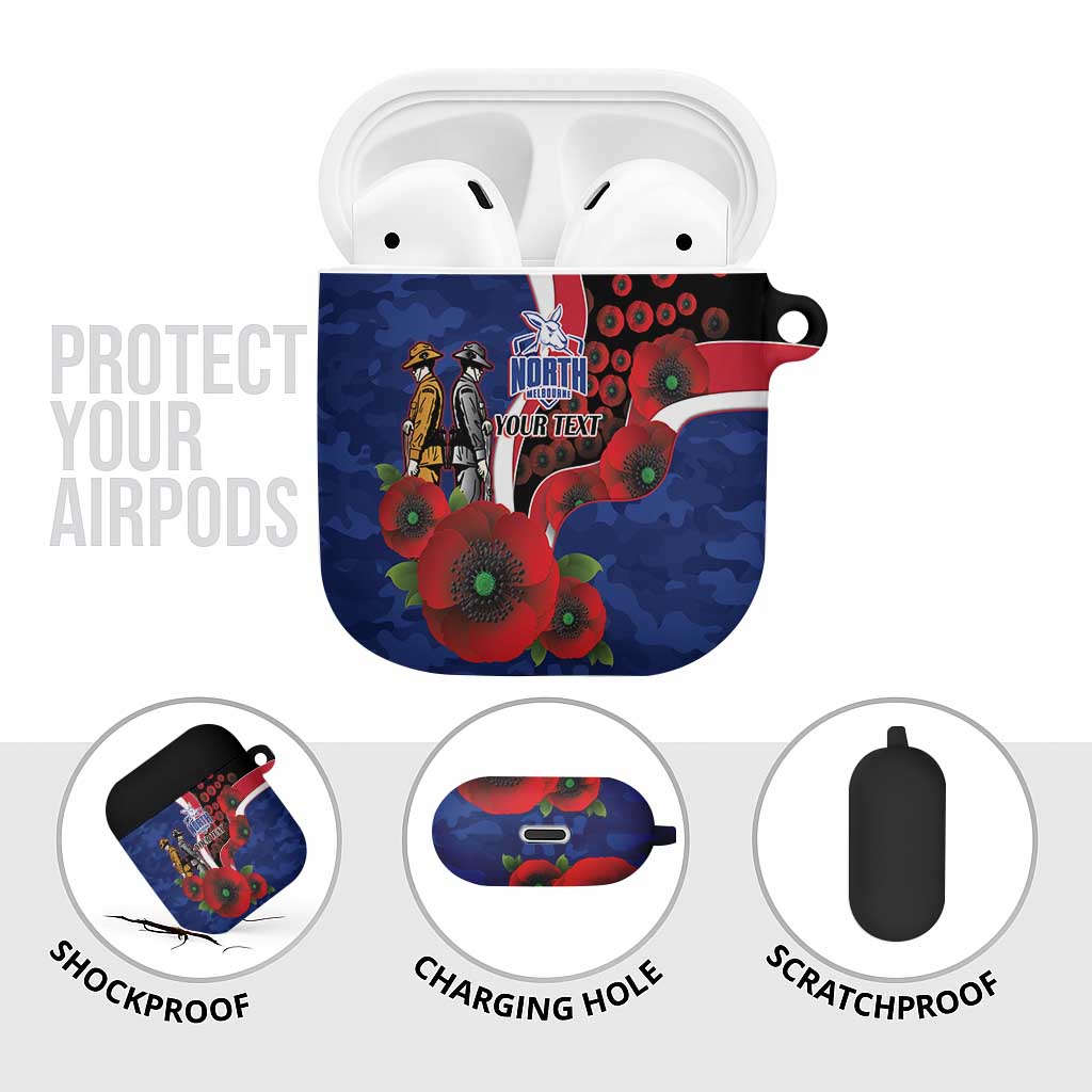 North Kangaroos ANZAC Personalised AirPods Case Lest We Forget Poppy Camo