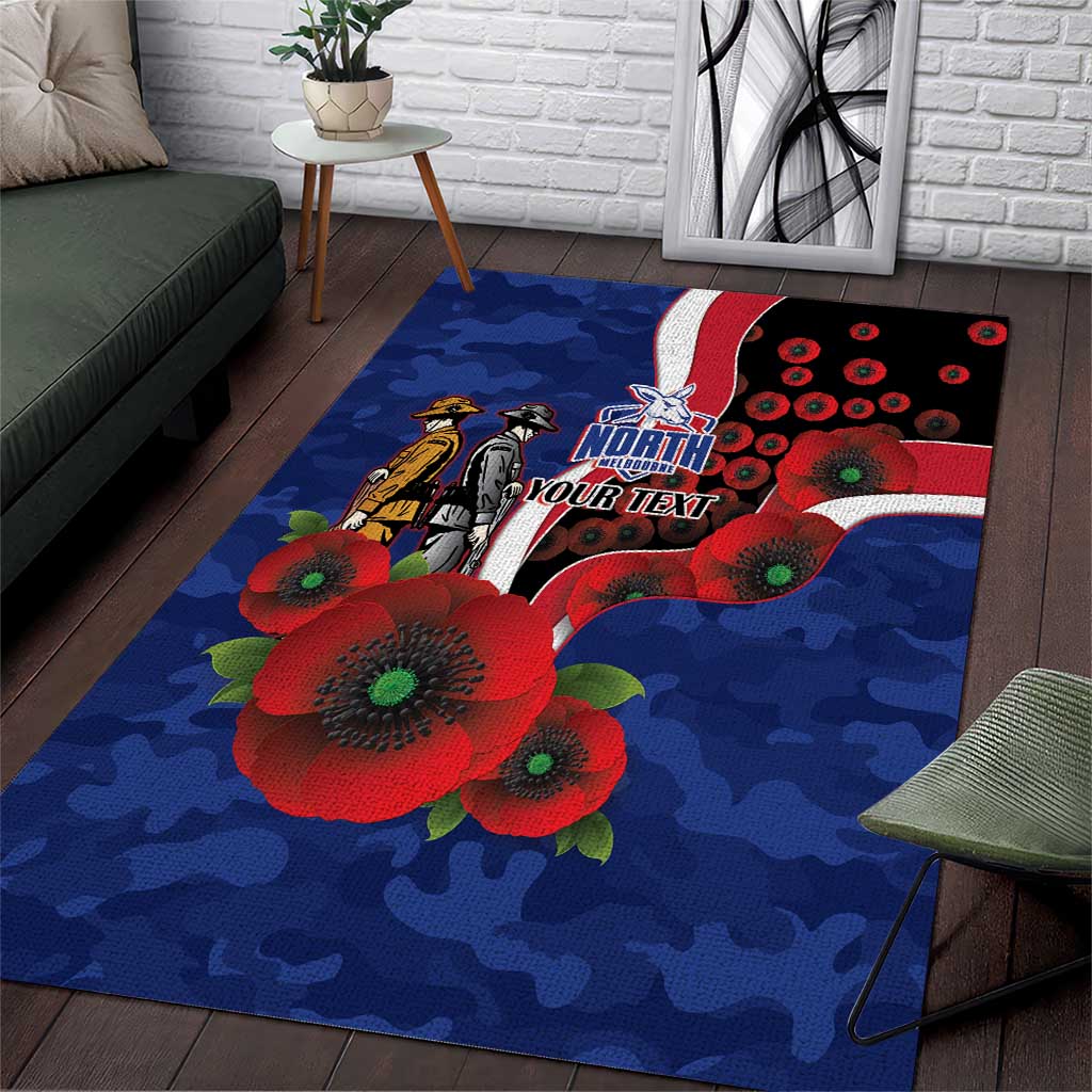 North Kangaroos ANZAC Personalised Area Rug Lest We Forget Poppy Camo