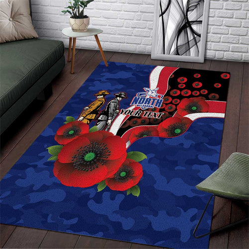 North Kangaroos ANZAC Personalised Area Rug Lest We Forget Poppy Camo