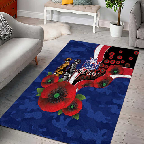 North Kangaroos ANZAC Personalised Area Rug Lest We Forget Poppy Camo