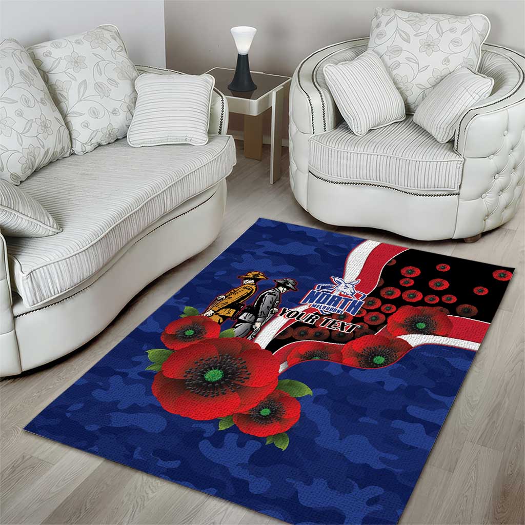 North Kangaroos ANZAC Personalised Area Rug Lest We Forget Poppy Camo