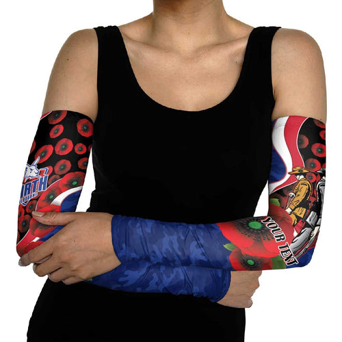 North Kangaroos ANZAC Personalised Arm Sleeves Lest We Forget Poppy Camo