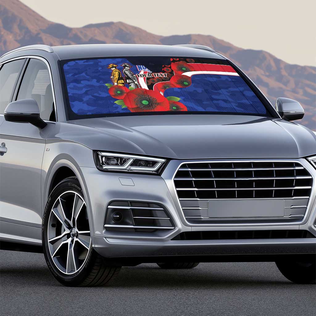 North Kangaroos ANZAC Personalised Auto Sun Shade Lest We Forget Poppy Camo