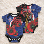 North Kangaroos ANZAC Personalised Baby Onesie Lest We Forget Poppy Camo