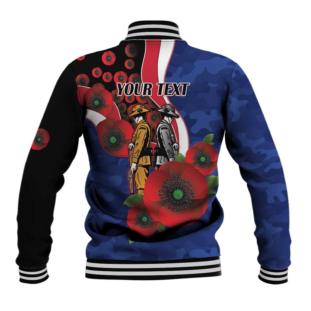 North Kangaroos ANZAC Personalised Baseball Jacket Lest We Forget Poppy Camo