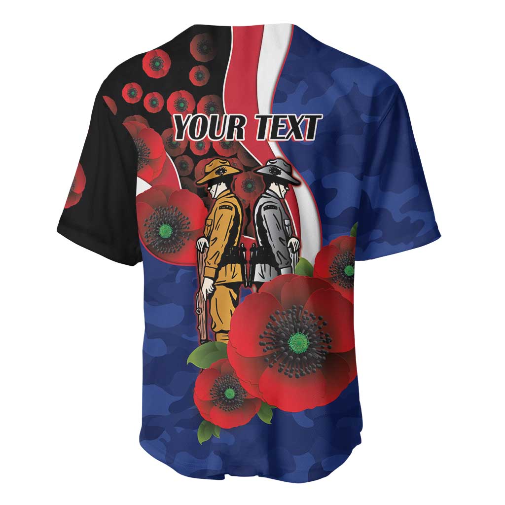 North Kangaroos ANZAC Personalised Baseball Jersey Lest We Forget Poppy Camo