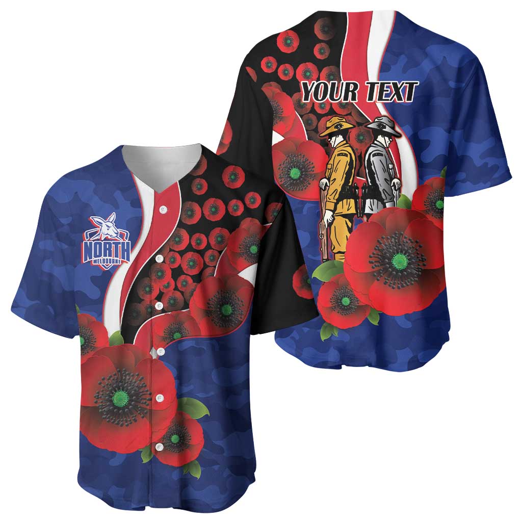 North Kangaroos ANZAC Personalised Baseball Jersey Lest We Forget Poppy Camo