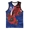 North Kangaroos ANZAC Personalised Basketball Jersey Lest We Forget Poppy Camo