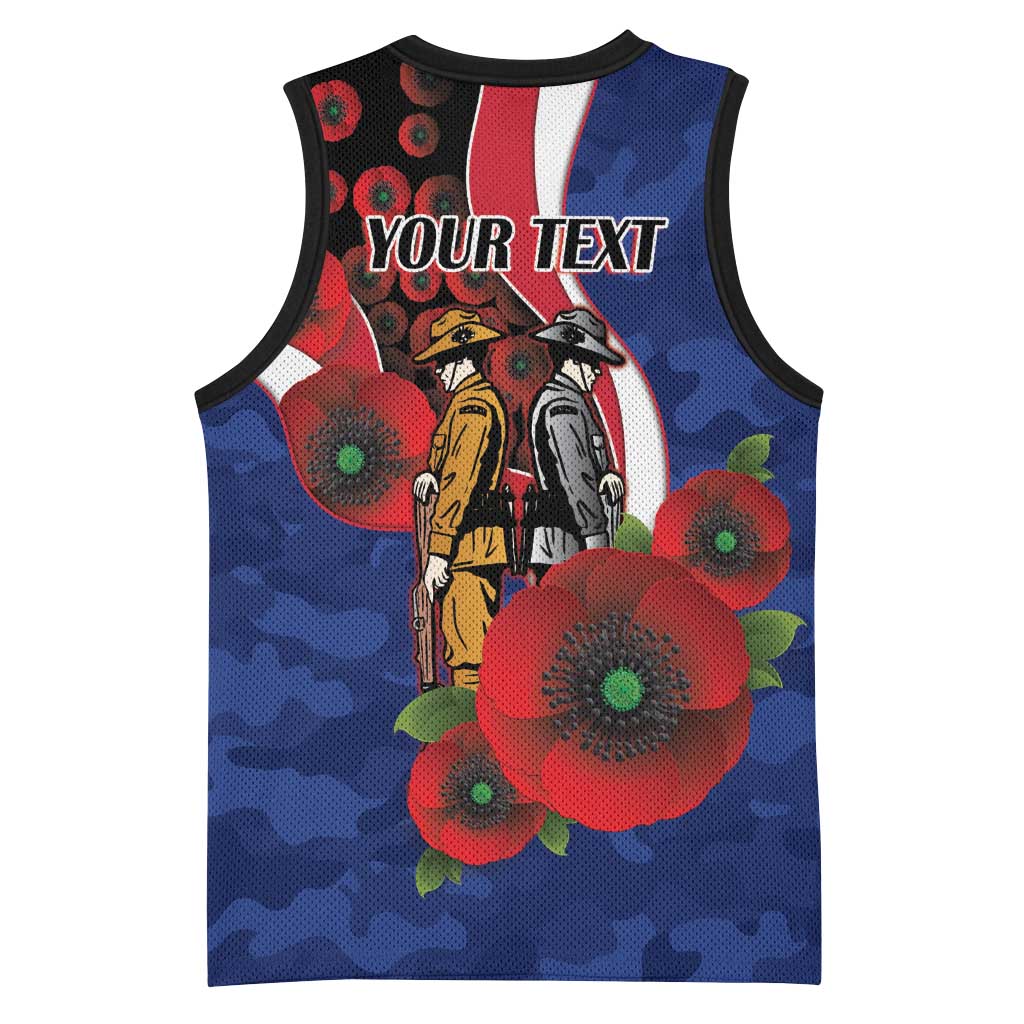 North Kangaroos ANZAC Personalised Basketball Jersey Lest We Forget Poppy Camo