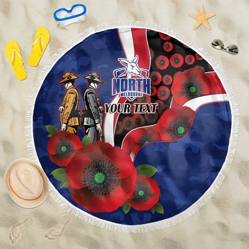 North Kangaroos ANZAC Personalised Beach Blanket Lest We Forget Poppy Camo