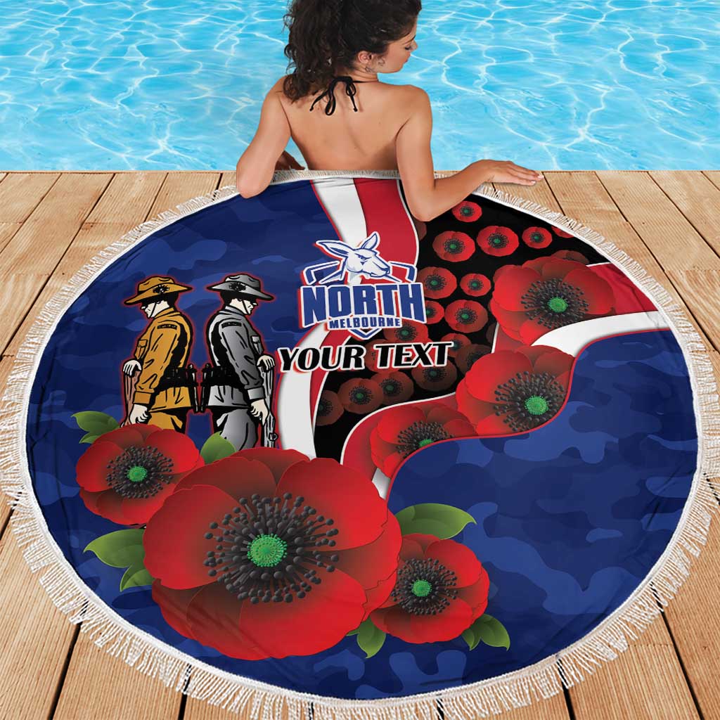 North Kangaroos ANZAC Personalised Beach Blanket Lest We Forget Poppy Camo