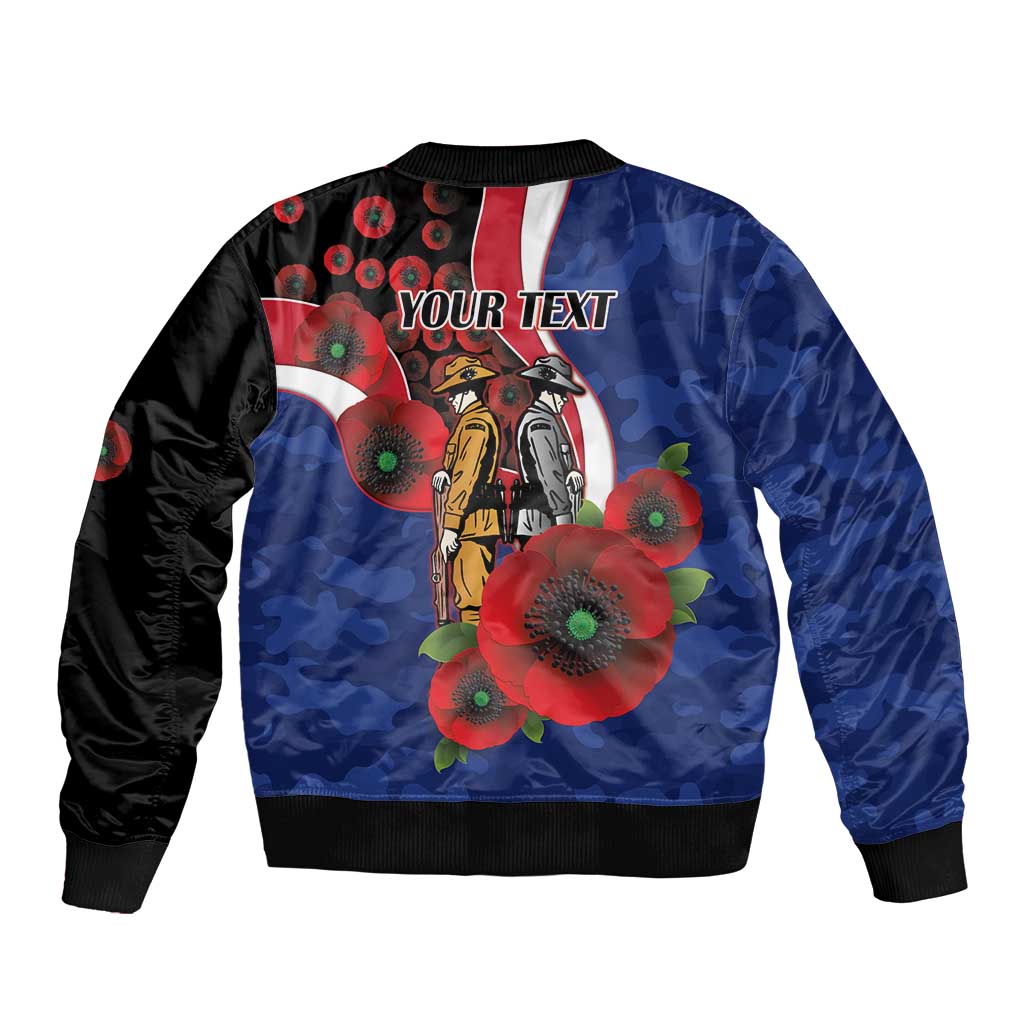 North Kangaroos ANZAC Personalised Bomber Jacket Lest We Forget Poppy Camo