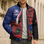 North Kangaroos ANZAC Personalised Bomber Puffer Jacket Lest We Forget Poppy Camo