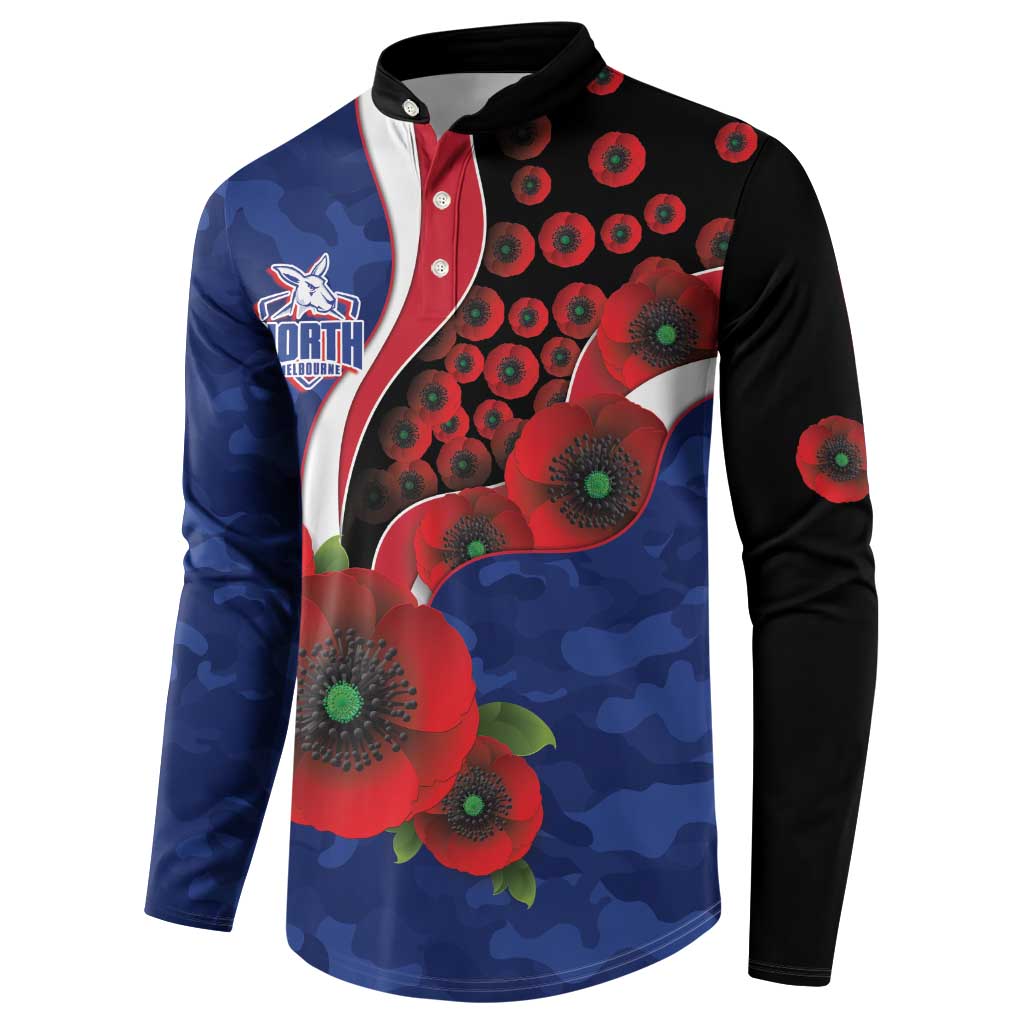 North Kangaroos ANZAC Personalised Button Sweatshirt Lest We Forget Poppy Camo