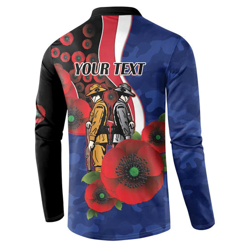 North Kangaroos ANZAC Personalised Button Sweatshirt Lest We Forget Poppy Camo