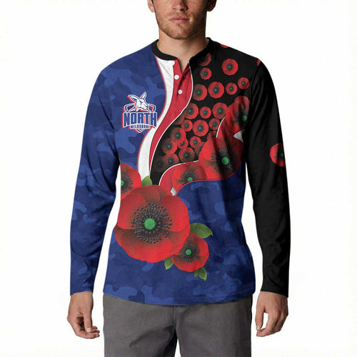 North Kangaroos ANZAC Personalised Button Sweatshirt Lest We Forget Poppy Camo