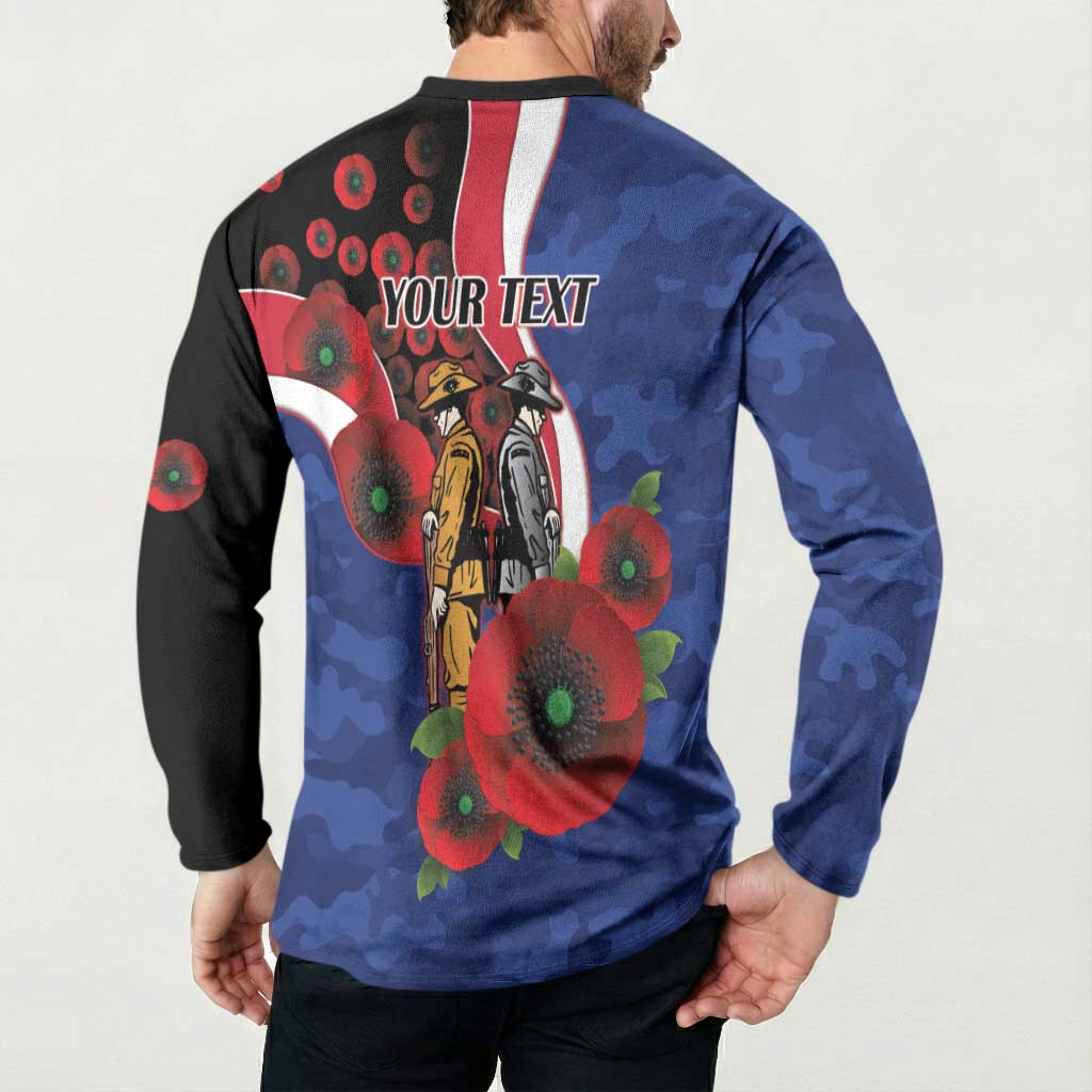 North Kangaroos ANZAC Personalised Button Sweatshirt Lest We Forget Poppy Camo