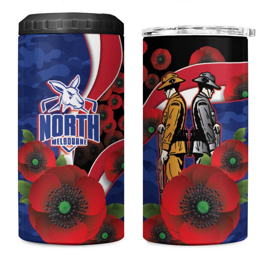 North Kangaroos ANZAC Personalised 4 in 1 Can Cooler Tumbler Lest We Forget Poppy Camo