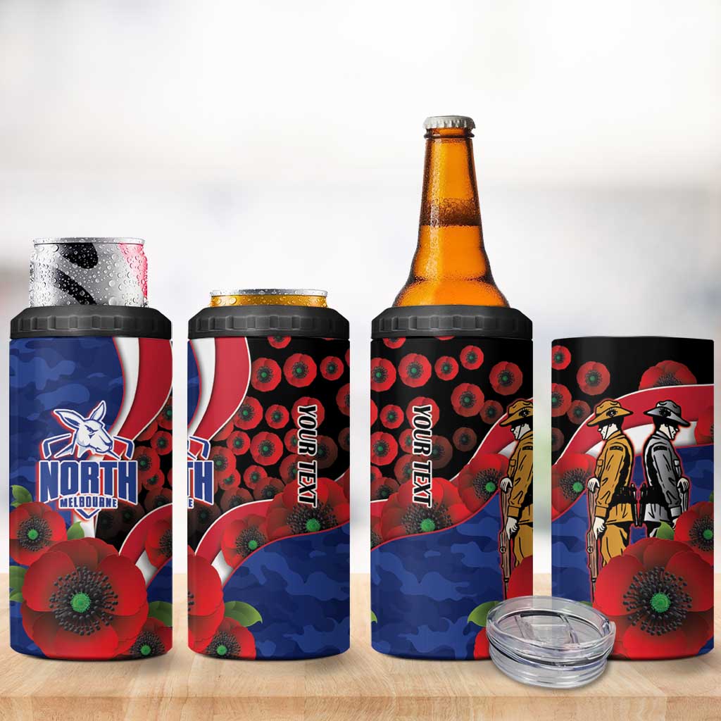 North Kangaroos ANZAC Personalised 4 in 1 Can Cooler Tumbler Lest We Forget Poppy Camo