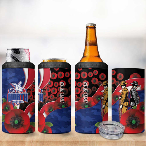 North Kangaroos ANZAC Personalised 4 in 1 Can Cooler Tumbler Lest We Forget Poppy Camo