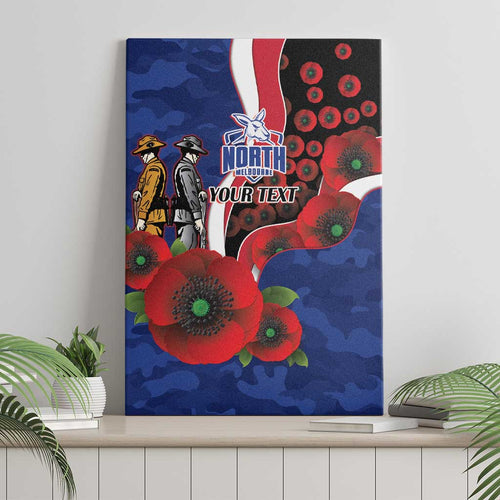 North Kangaroos ANZAC Personalised Canvas Wall Art Lest We Forget Poppy Camo