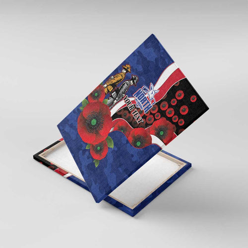 North Kangaroos ANZAC Personalised Canvas Wall Art Lest We Forget Poppy Camo