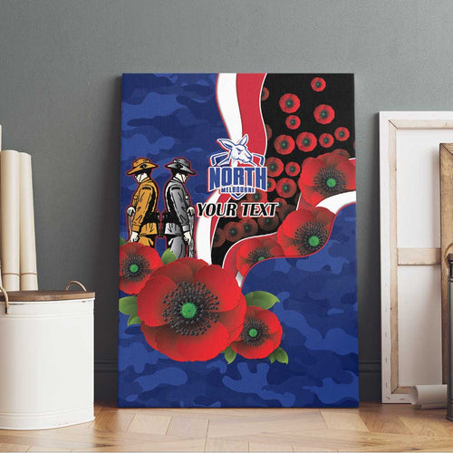 North Kangaroos ANZAC Personalised Canvas Wall Art Lest We Forget Poppy Camo