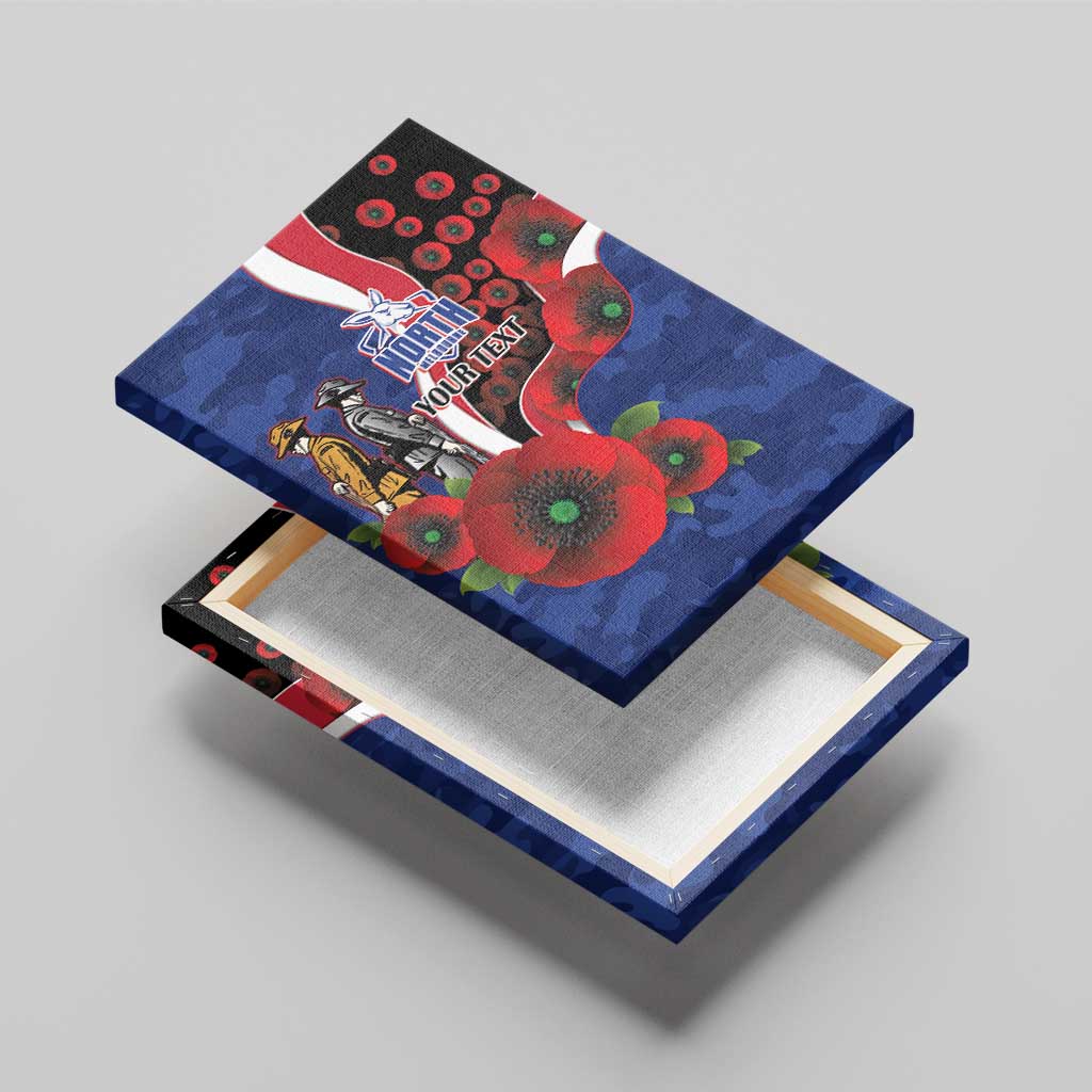 North Kangaroos ANZAC Personalised Canvas Wall Art Lest We Forget Poppy Camo