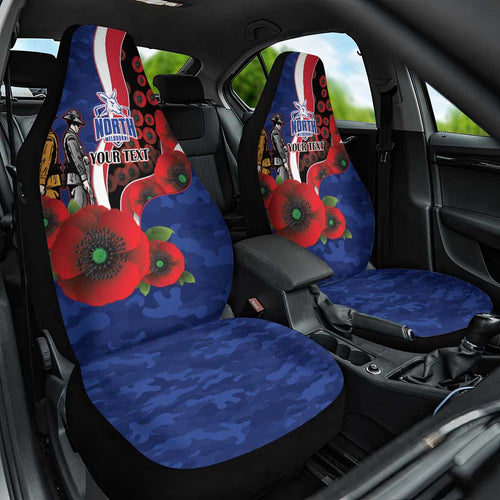North Kangaroos ANZAC Personalised Car Seat Cover Lest We Forget Poppy Camo