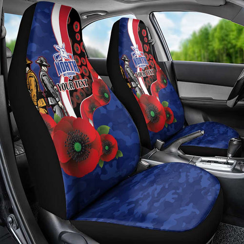 North Kangaroos ANZAC Personalised Car Seat Cover Lest We Forget Poppy Camo