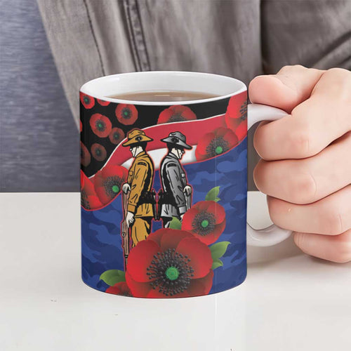 North Kangaroos ANZAC Personalised Ceramic Mug Lest We Forget Poppy Camo