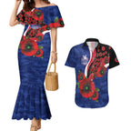 North Kangaroos ANZAC Personalised Couples Matching Mermaid Dress and Hawaiian Shirt Lest We Forget Poppy Camo