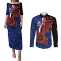 North Kangaroos ANZAC Personalised Couples Matching Puletasi and Long Sleeve Button Shirt Lest We Forget Poppy Camo