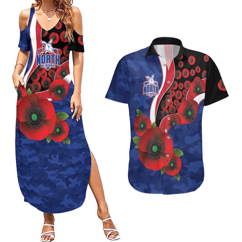 North Kangaroos ANZAC Personalised Couples Matching Summer Maxi Dress and Hawaiian Shirt Lest We Forget Poppy Camo