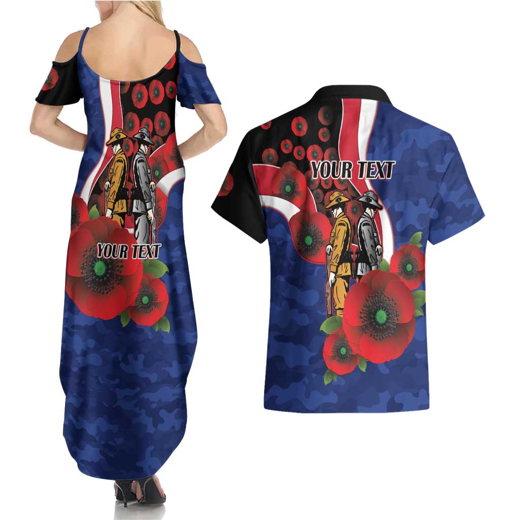 North Kangaroos ANZAC Personalised Couples Matching Summer Maxi Dress and Hawaiian Shirt Lest We Forget Poppy Camo