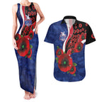 North Kangaroos ANZAC Personalised Couples Matching Tank Maxi Dress and Hawaiian Shirt Lest We Forget Poppy Camo