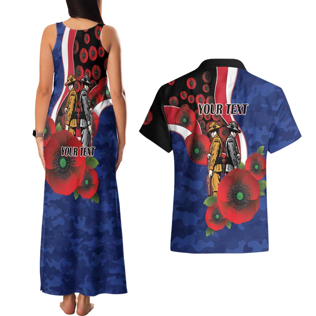 North Kangaroos ANZAC Personalised Couples Matching Tank Maxi Dress and Hawaiian Shirt Lest We Forget Poppy Camo