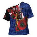 North Kangaroos ANZAC Personalised Cross Shoulder Shirt Lest We Forget Poppy Camo