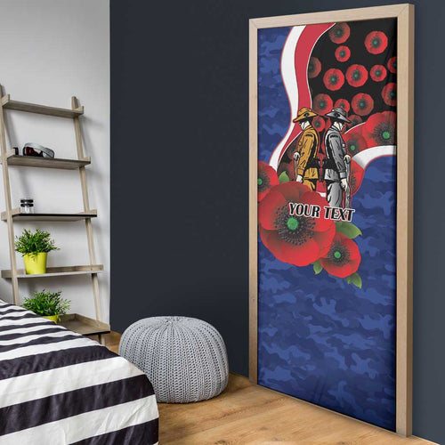 North Kangaroos ANZAC Personalised Door Cover Lest We Forget Poppy Camo