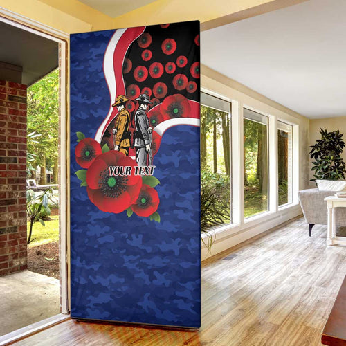 North Kangaroos ANZAC Personalised Door Cover Lest We Forget Poppy Camo
