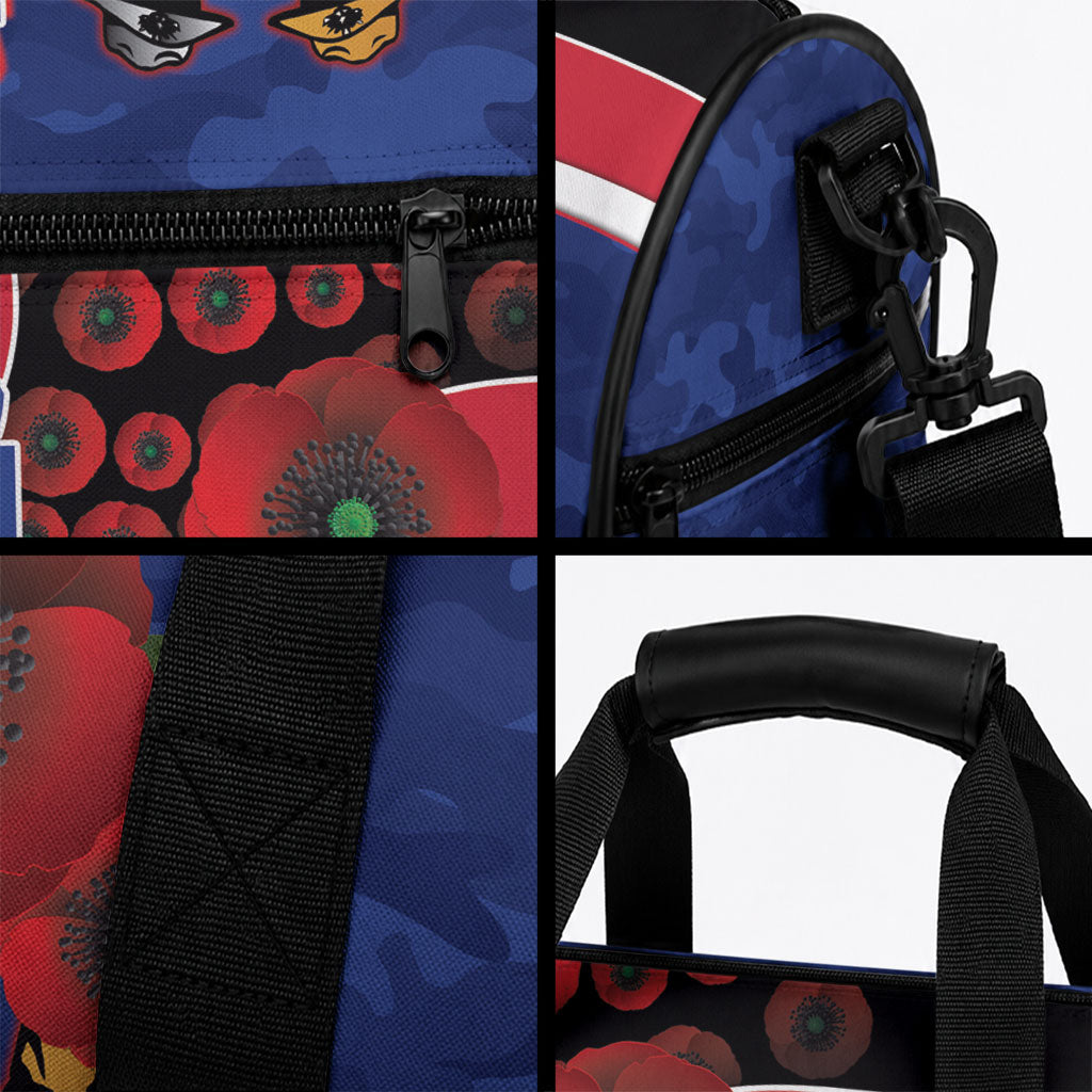North Kangaroos ANZAC Personalised Duffle Bag Lest We Forget Poppy Camo