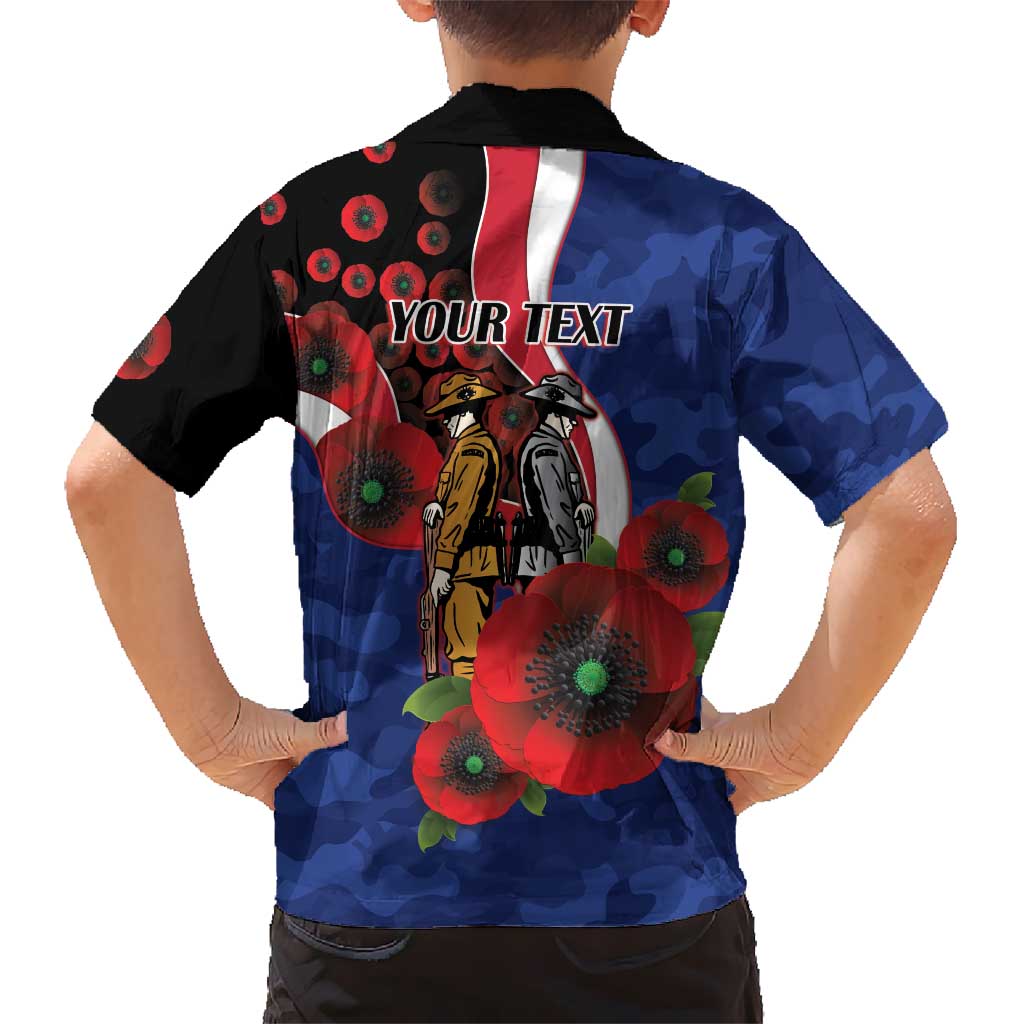 North Kangaroos ANZAC Personalised Family Matching Mermaid Dress and Hawaiian Shirt Lest We Forget Poppy Camo