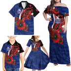 North Kangaroos ANZAC Personalised Family Matching Off Shoulder Maxi Dress and Hawaiian Shirt Lest We Forget Poppy Camo
