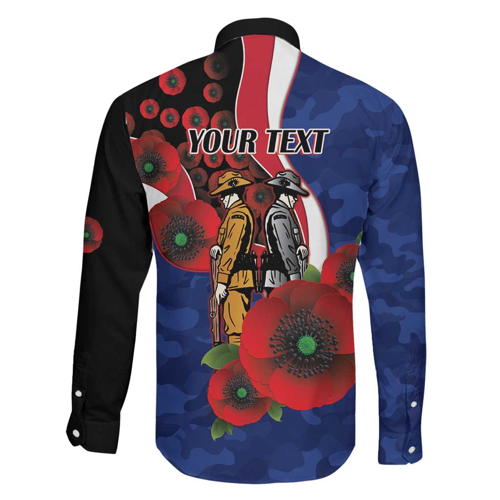 North Kangaroos ANZAC Personalised Family Matching Off Shoulder Maxi Dress and Hawaiian Shirt Lest We Forget Poppy Camo