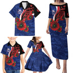 North Kangaroos ANZAC Personalised Family Matching Puletasi and Hawaiian Shirt Lest We Forget Poppy Camo